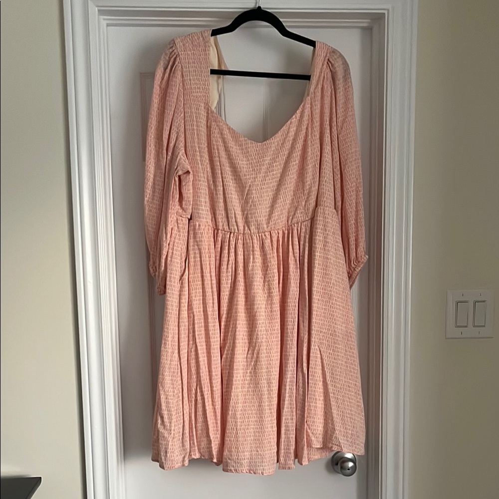 Torrid Coral Pink Skater Sundress with Bishop Sleeves